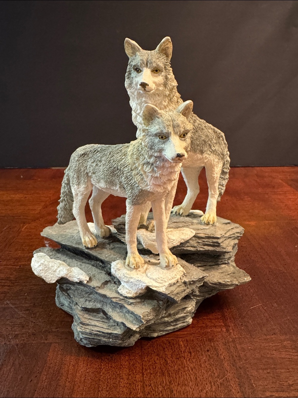 Westland Grey Wolves Standing on a Rocky Ledge Figurine Wolf Pack